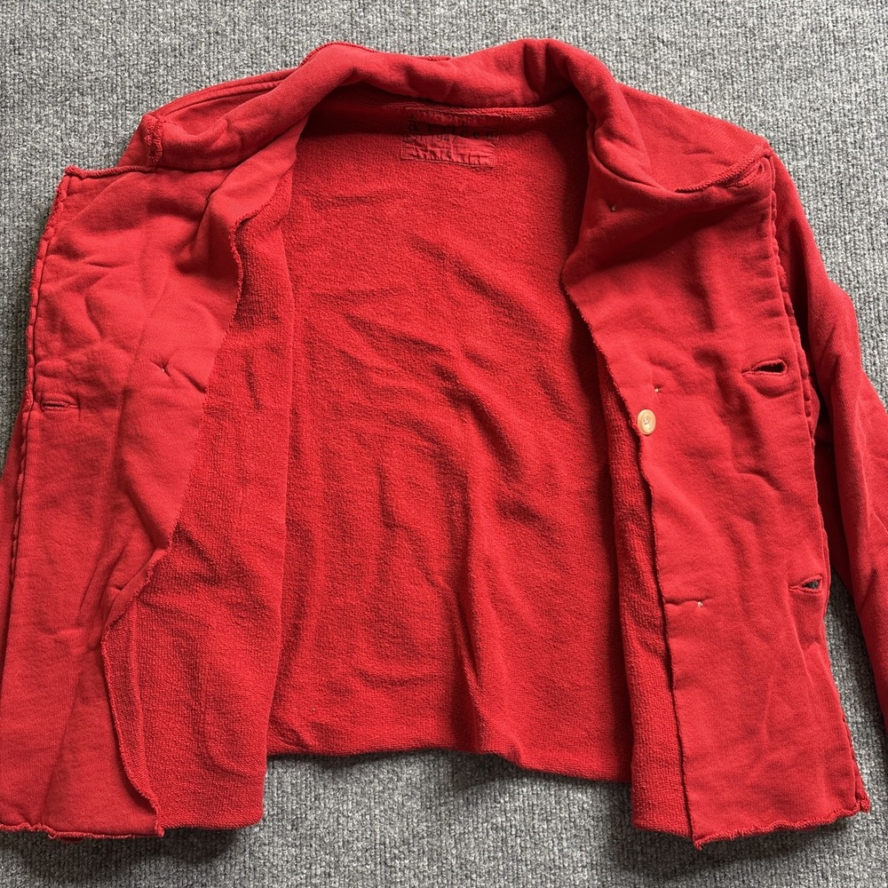 Frank & Eileen Tee Lab Jacket Women's Large Red Belfast LabCrop French Terry - Picture 7 of 9